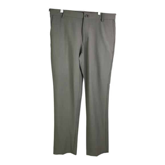 Van Heusen Performance Pants Mens Gray Slim Flex Fit 33 X 32 Flat Front - Picture 1 of 6
